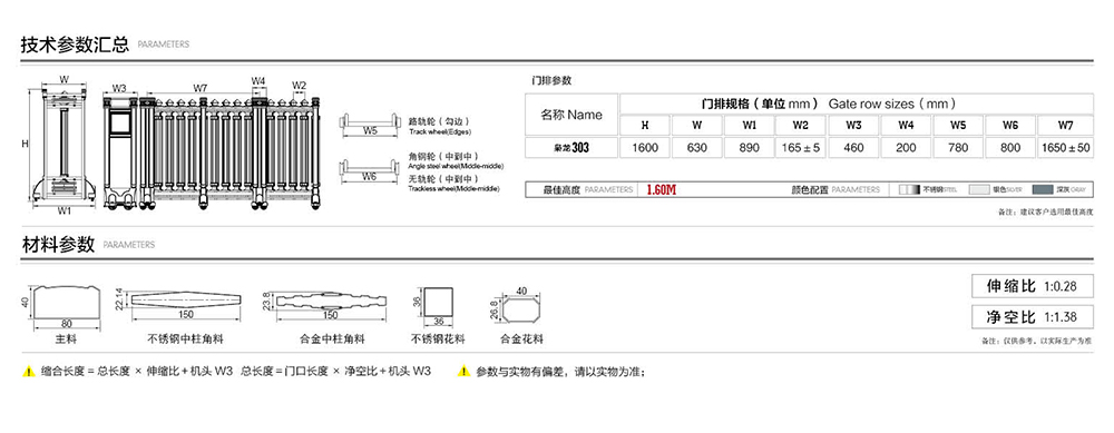 303梟龍系列電動(dòng)伸縮門參數(shù)